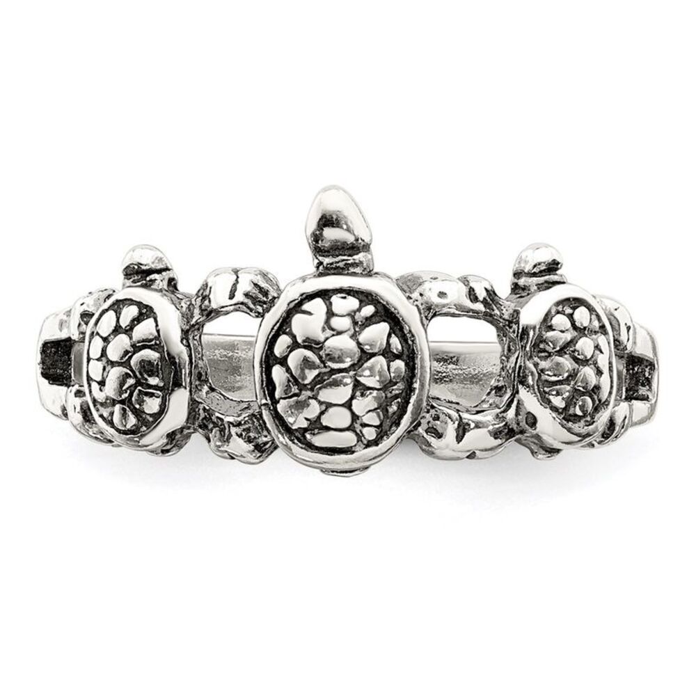 Kazi Luxury Sterling Silver Antiqued Turtle Ring - image 5
